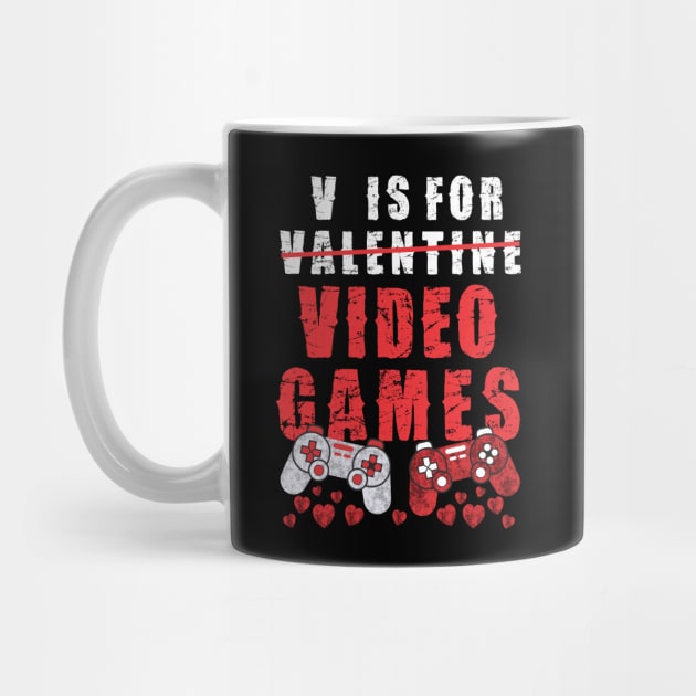 V Is For Video Games Funny Valentines Day Gamer Boy Men Gift by Pannolinno